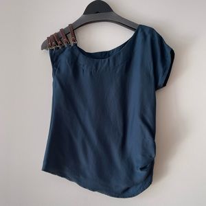 SOCIETY FOR RATIONAL DRESS ASYMMETRICAL TOP in Teal Blue